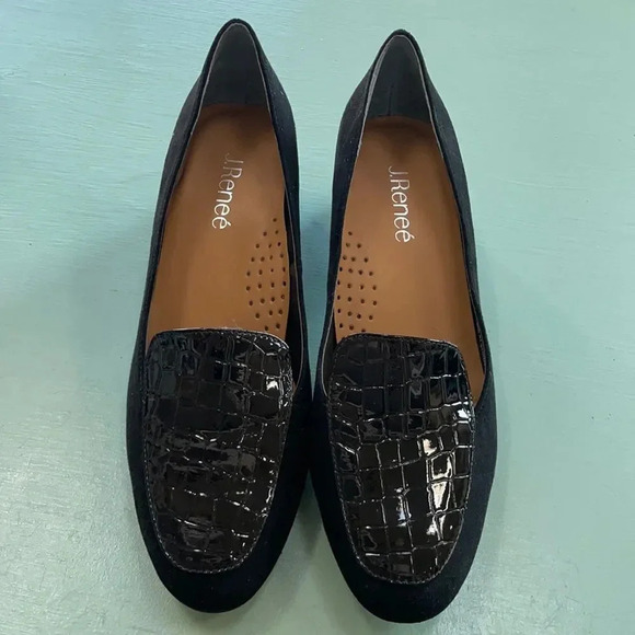 J. Renee Ballanca block heel pumps, patent & suede. Black NWOT women’s size 9 - Picture 4 of 14